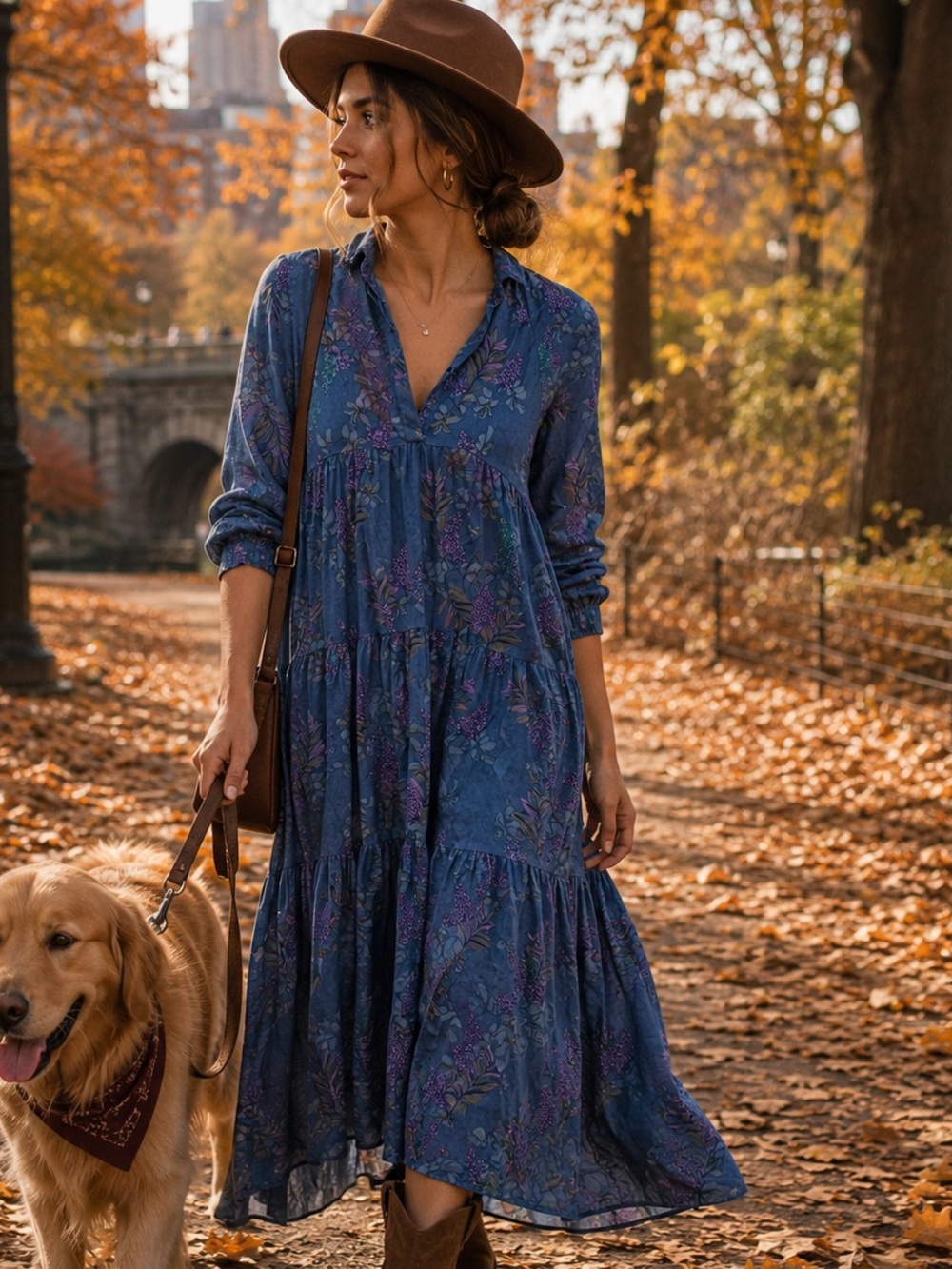 NATURAL LIFE Navy Blue Floral Maxi Dress